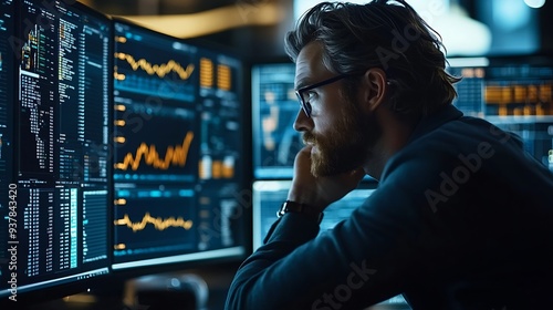 Financial Expert Reviews Market Projections and Investment Strategies on Computer : Generative AI