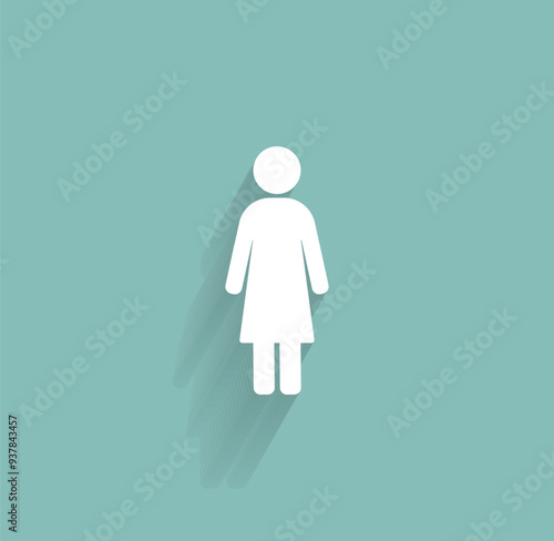 Vector icon of white color with shadow on gray-green background