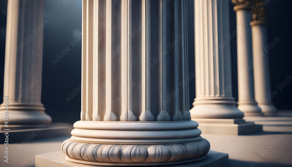 Ancient-style columns stand majestically in a dimly lit interior showcasing exquisite craftsmanship and architectural elegance Ancient-style columns stand majestically in a dimly lit interior showcasing exquisite craftsmanship and architectural elegance
