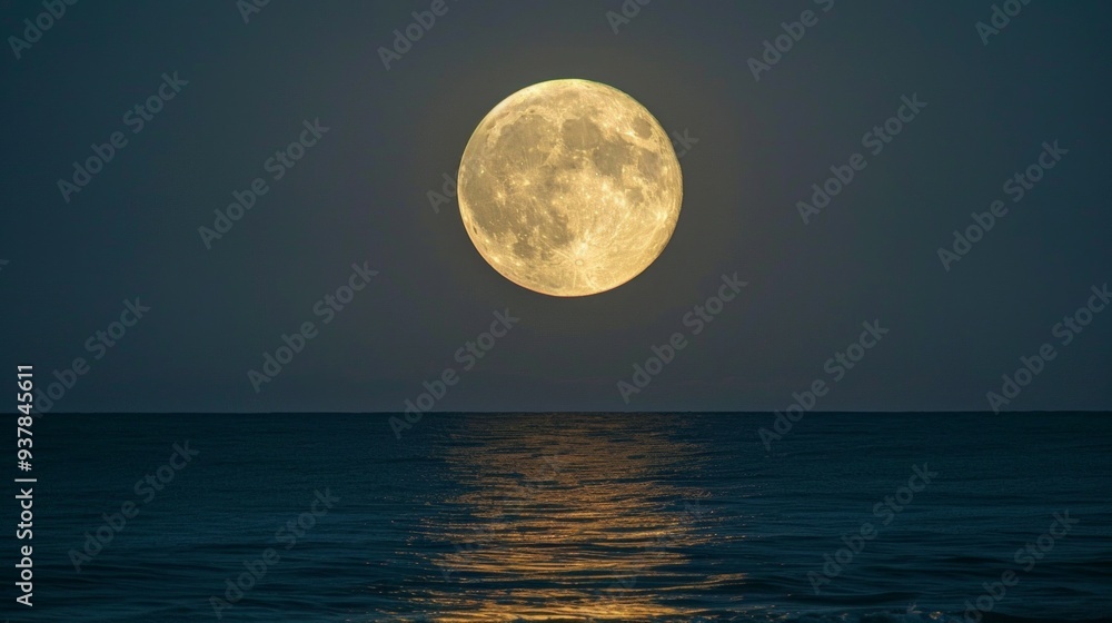 Full moon over the peaceful sea Full moon over the peaceful sea