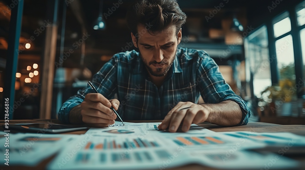 Businessman finance analyst analyzing financial report and economic growth graph chart Business strategy planning and solution budget management business success finance investment bac : Generative AI Businessman finance analyst analyzing financial report and economic growth graph chart Business strategy planning and solution budget management business success finance investment bac : Generative AI