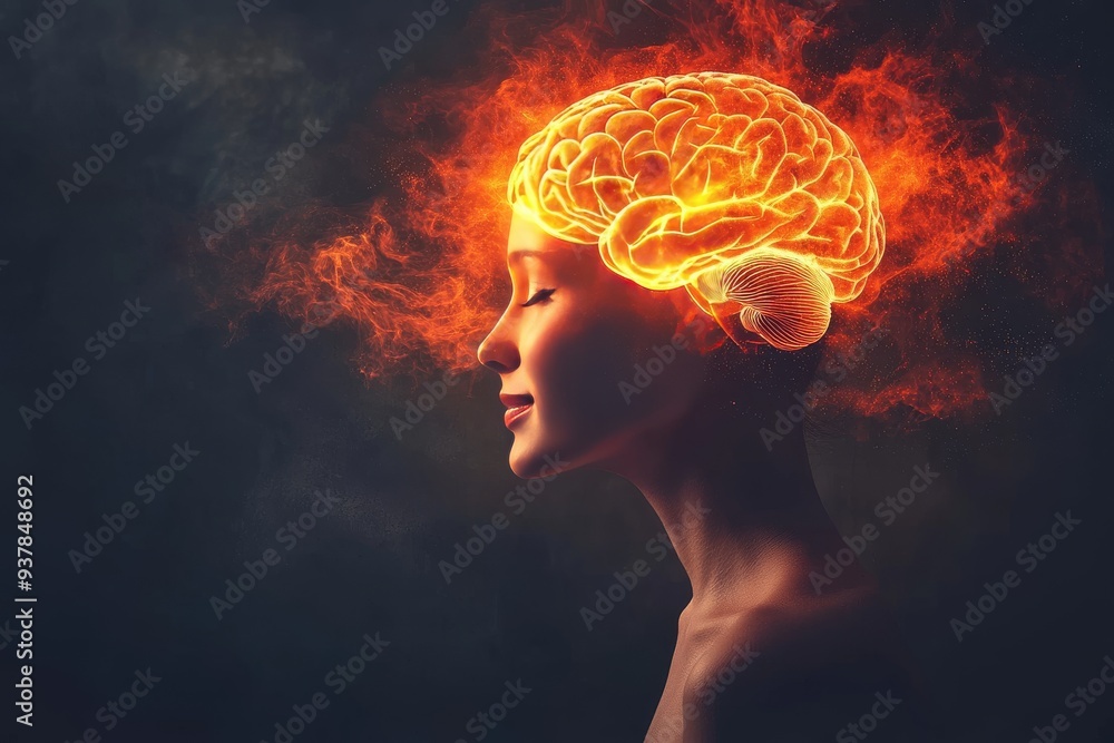A serene woman with golden light surrounding her head symbolizing the peaceful flow of thoughts and the harmonious connection between intellect and spirituality in a calm introspective setting A serene woman with golden light surrounding her head symbolizing the peaceful flow of thoughts and the harmonious connection between intellect and spirituality in a calm introspective setting