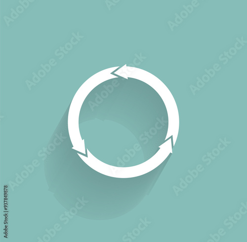 Vector icon of white color with shadow on gray-green background