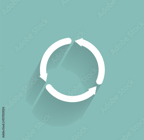 Vector icon of white color with shadow on gray-green background