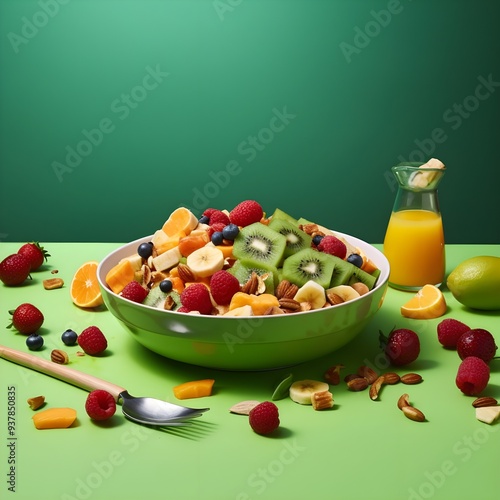 DISH WITH FRUIT SALAD STUDIO PHOTOGRAPH photo