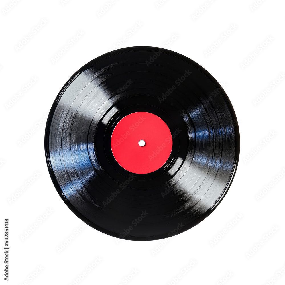 Red vinyl record on white backdrop Red vinyl record on white backdrop