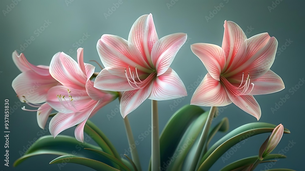 Fototapeta premium A vibrant arrangement of pink and white flowers showcasing their delicate petals and lush green leaves.