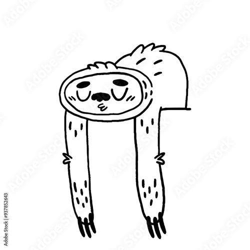 Cute sloth sleeping. Vector hand drawn illustration isolated on white