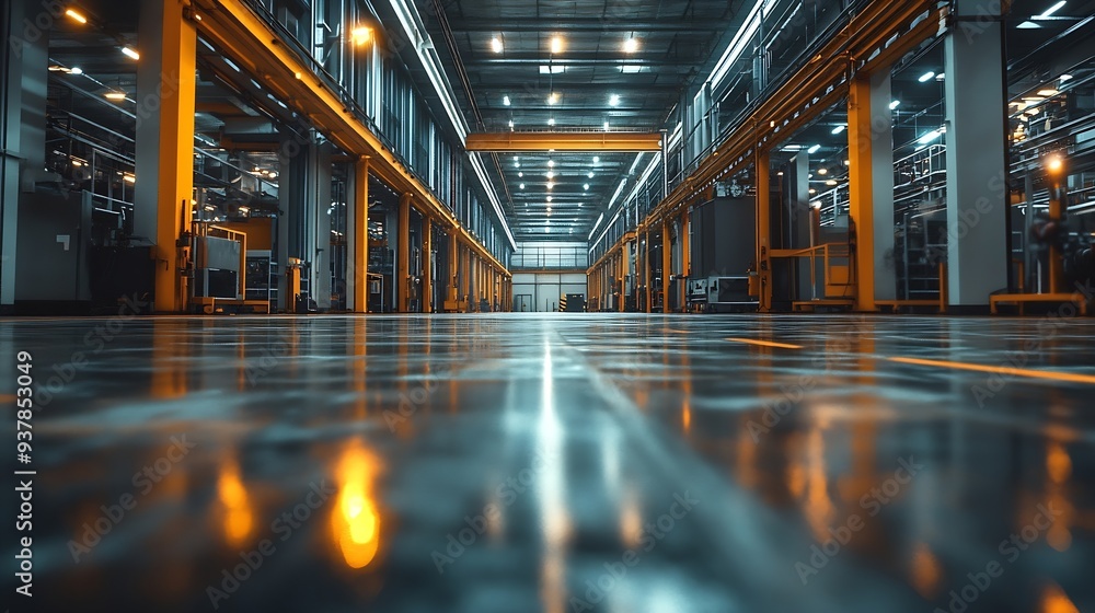 Fototapeta premium Large factory workshop space building : Generative AI