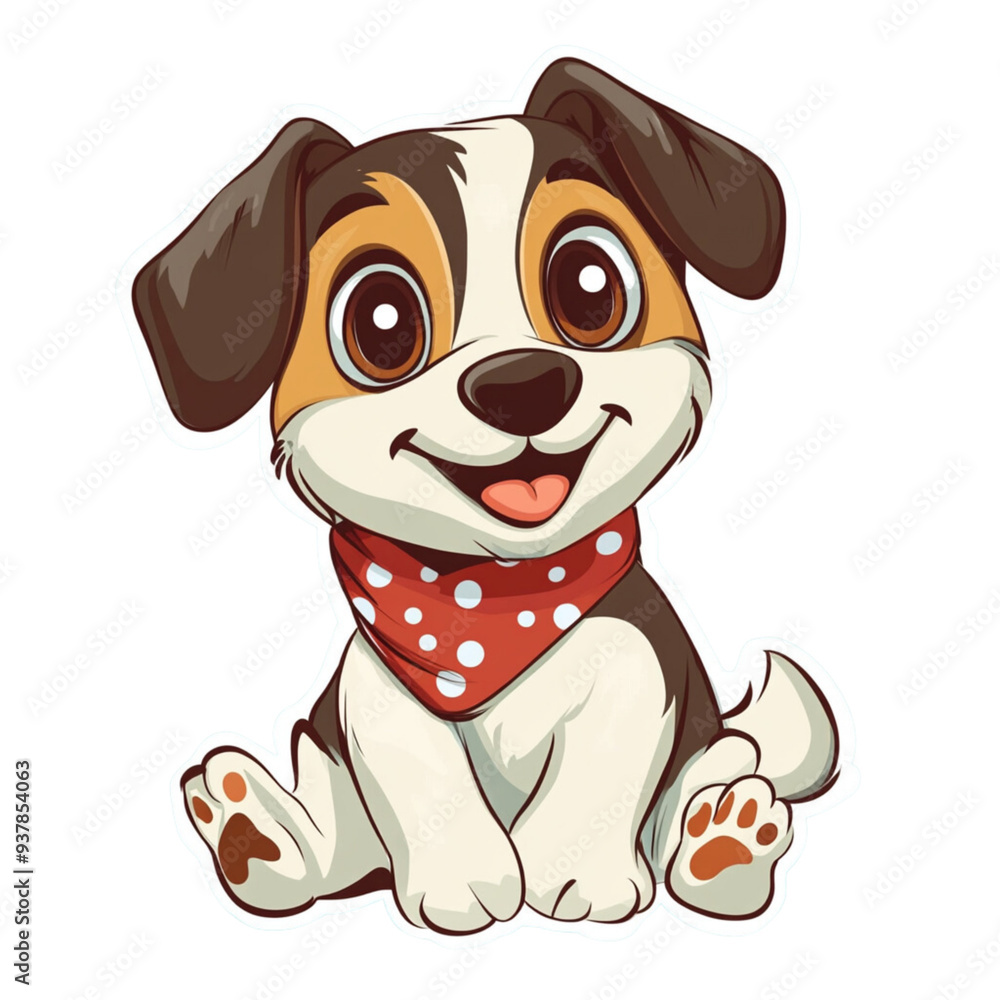 Naklejka premium Cute little dog, cartoon style, cut background, ready to use.