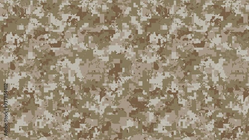 Military pixel flecktarn camouflage illustration seamless pattern arid desert camo square texture banner illustration wallpaper animation