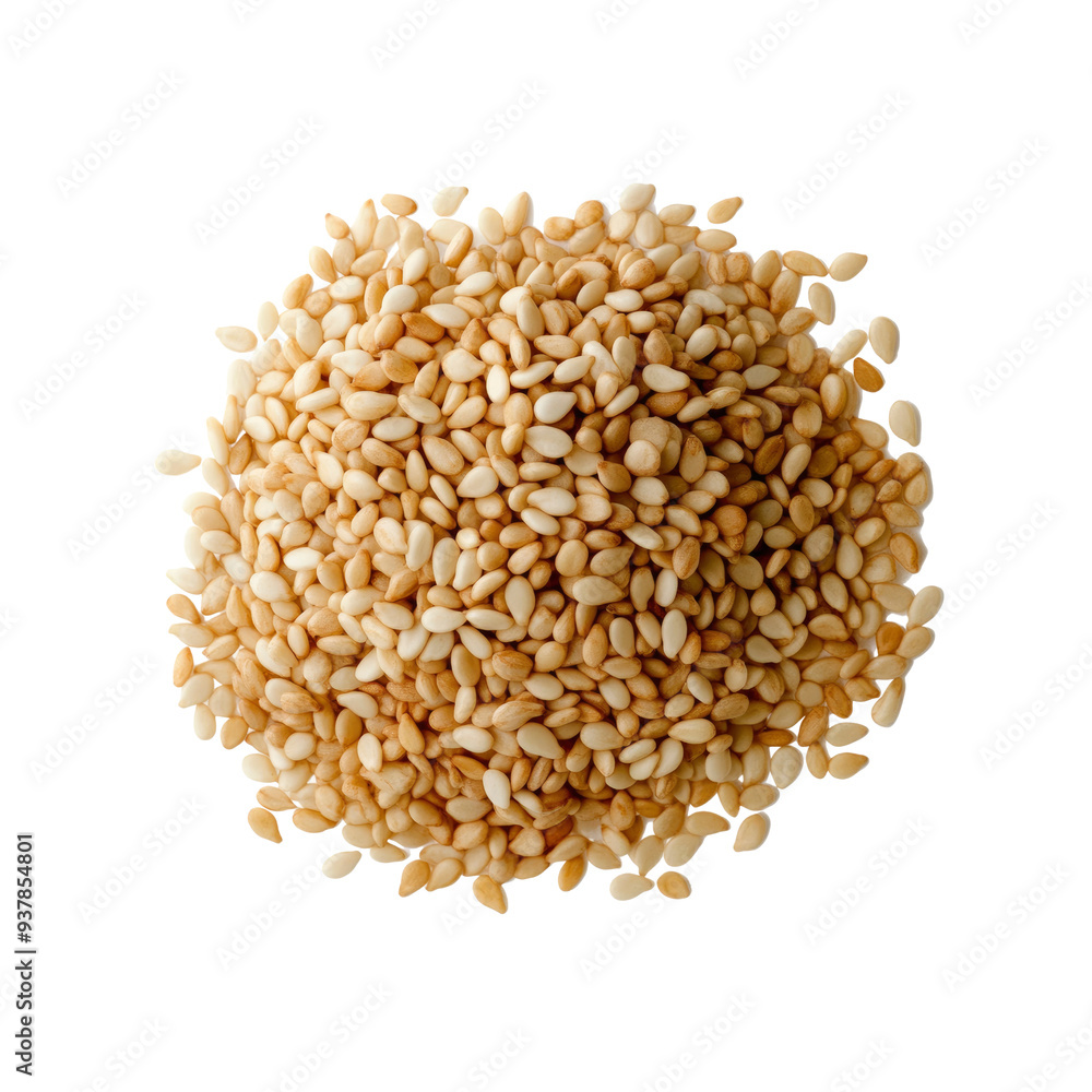 Close-up view of sesame seeds on a white surface. Close-up view of sesame seeds on a white surface.