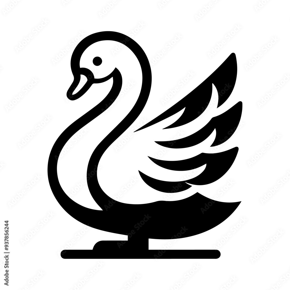 Fototapeta premium Black swan icon vector illustration.