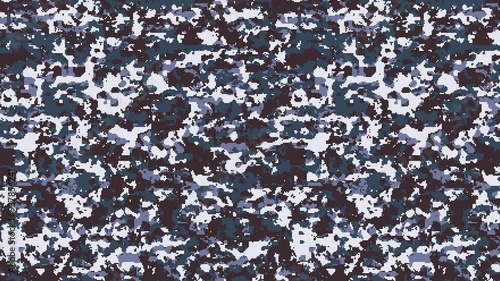 Military pixel flecktarn camouflage blue sea grey navy naval camo texture pattern horizontal banner illustration wallpaper