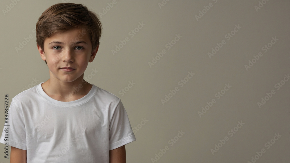 Portrait of a Boy Model Wear White Shirt Mockup Portrait of a Boy Model Wear White Shirt Mockup