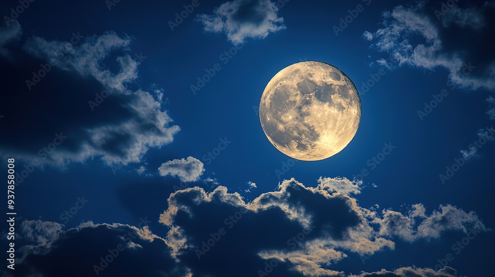Fototapeta premium Illustrations of beautiful sky and white clouds，generated with AI.