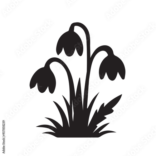 Silhouette  jasmine flower vector illustration plant. 