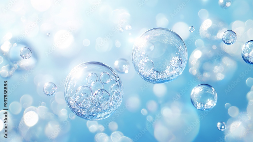 Tranquil Blue Bubble Abstract Background with Copy Space Tranquil Blue Bubble Abstract Background with Copy Space
