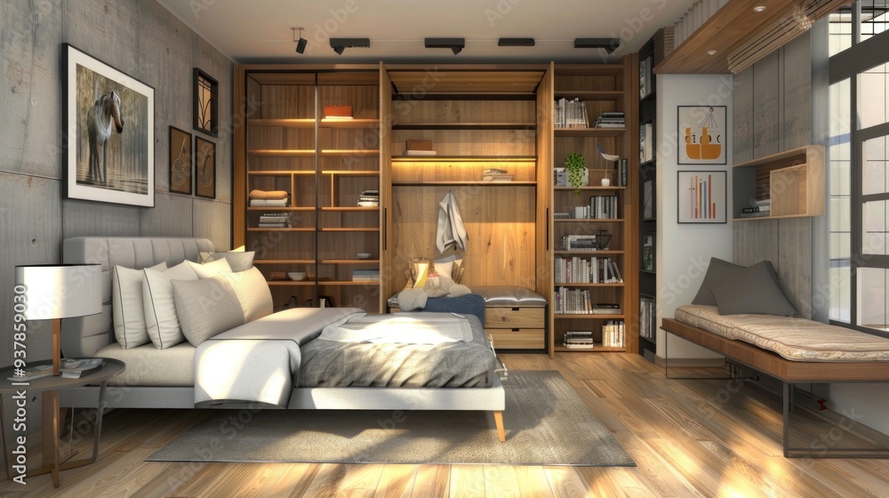 Apartment with Murphy Bed and Integrated Furniture Apartment with Murphy Bed and Integrated Furniture