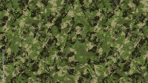 Military pixel flecktarn camouflage green grey woodland camo texture pattern horizontal banner illustration wallpaper