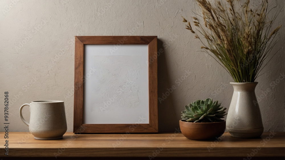 Photo frame mockup on the wall Photo frame mockup on the wall