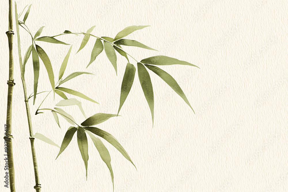 bamboo leaves on a green background bamboo leaves on a green background