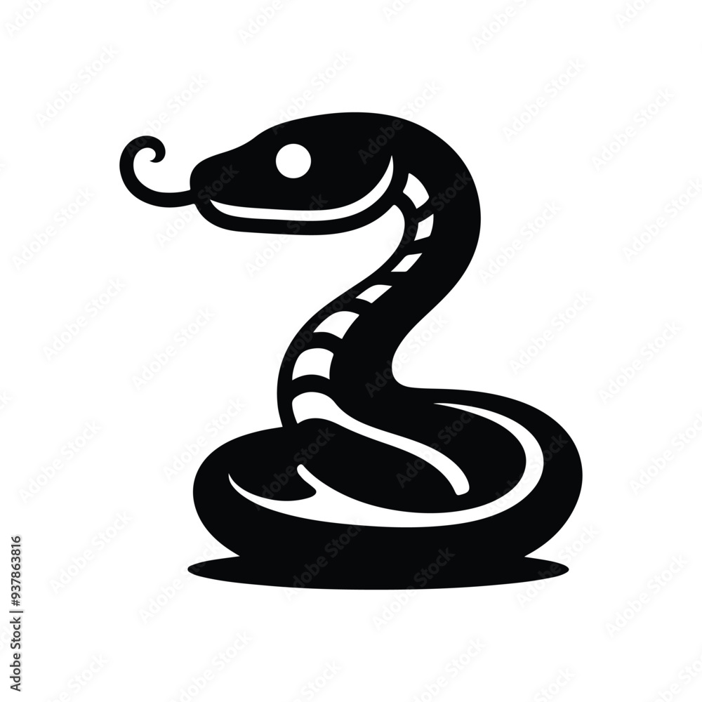 Fototapeta premium Snake Animal silhouette vector. 
