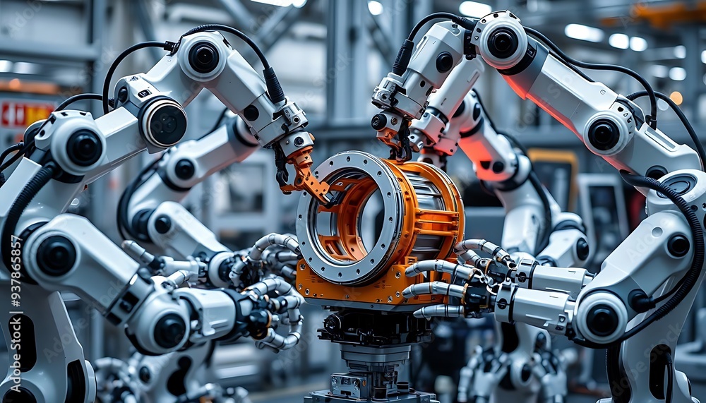 Collaborative Robotics in Aerospace Technology Manufacturing for Precision Assembly of Complex Mechanical Parts, Generated by AI Collaborative Robotics in Aerospace Technology Manufacturing for Precision Assembly of Complex Mechanical Parts, Generated by AI