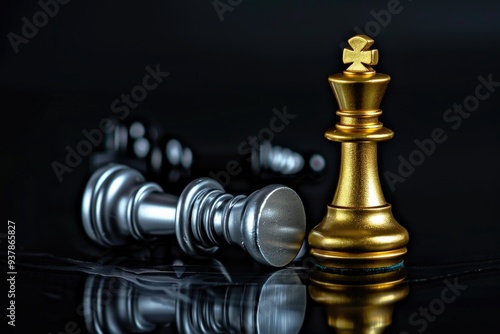 A single golden chess piece sits on a glass table, ready for a game