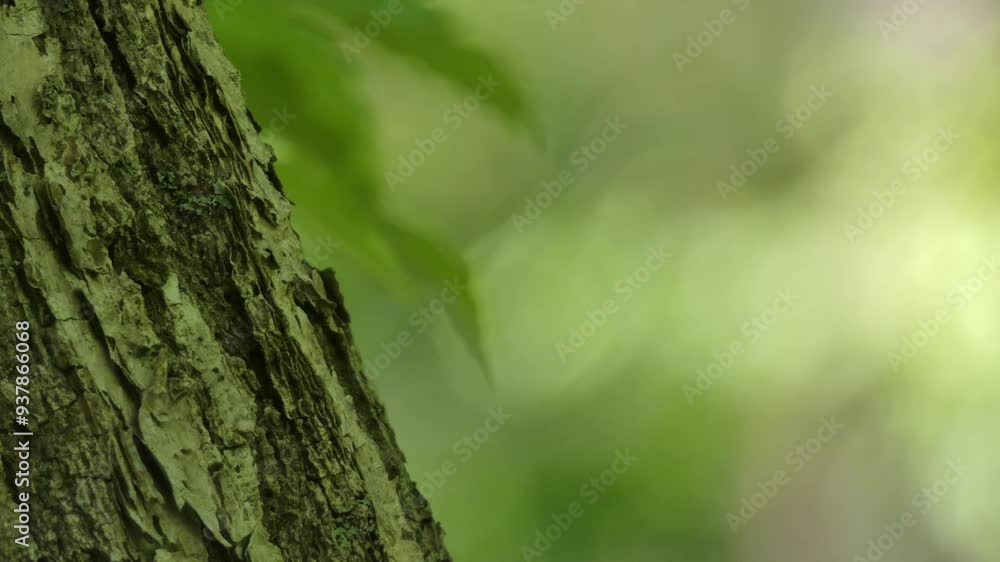 森の中の緑の楓　クローズアップ