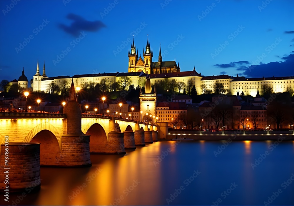 Fototapeta premium Charles Bridge with Prague Castle view
