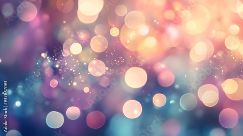 A dreamy abstract background featuring soft, colorful bokeh lights that create a whimsical and festive atmosphere. 