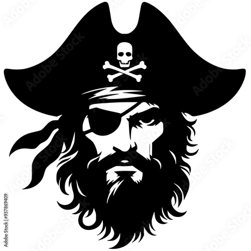 Pirate captain portrait silhouette