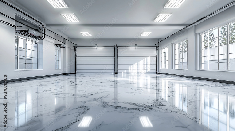 Fototapeta premium A modern empty garage with luxurious polished 