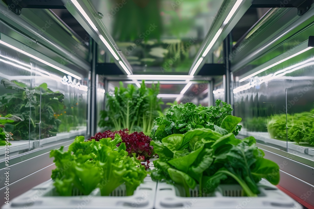 Hydroponic Greens Growing Under Artificial Lights Hydroponic Greens Growing Under Artificial Lights