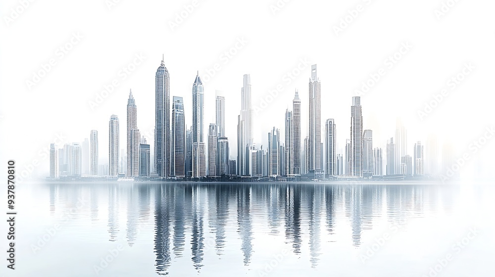 Cityscape of Dubai United Arab Emirates isolated on white background : Generative AI Cityscape of Dubai United Arab Emirates isolated on white background : Generative AI