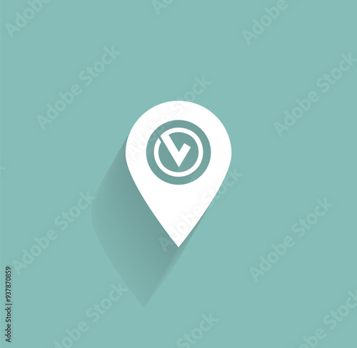 Vector icon of white color with shadow on gray-green background