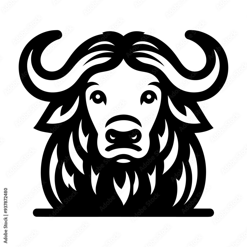 Obraz premium Black buffalo head vector icon