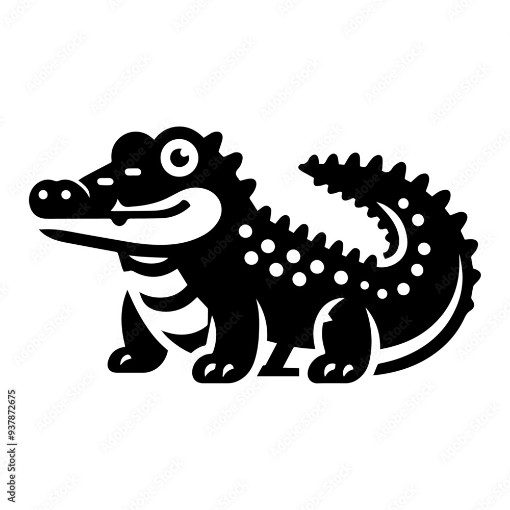 Fototapeta premium Black crocodile vector icon
