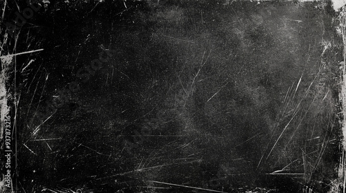 A high-resolution texture of an old, distressed blackboard background with visible scratches and dust creates a grunge or vintage effect. Ideal for enhancing design projects with a classic, aged appea photo