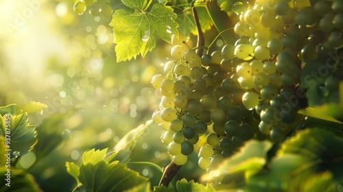 Green Grapes Vineyard Sunlight Transluscent photo