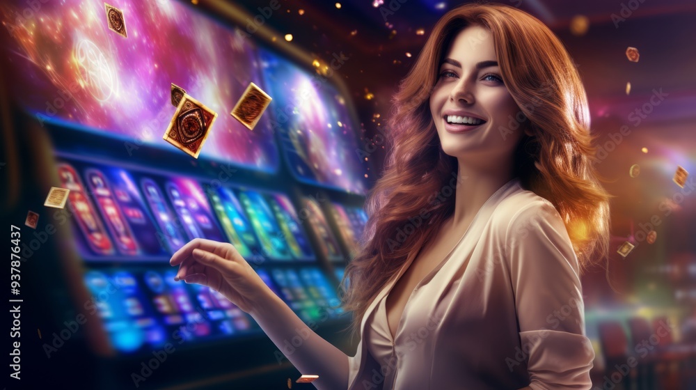 Beautiful Caucasian Woman Posing In Prestige Casino. Neural network ai generated art Beautiful Caucasian Woman Posing In Prestige Casino. Neural network ai generated art