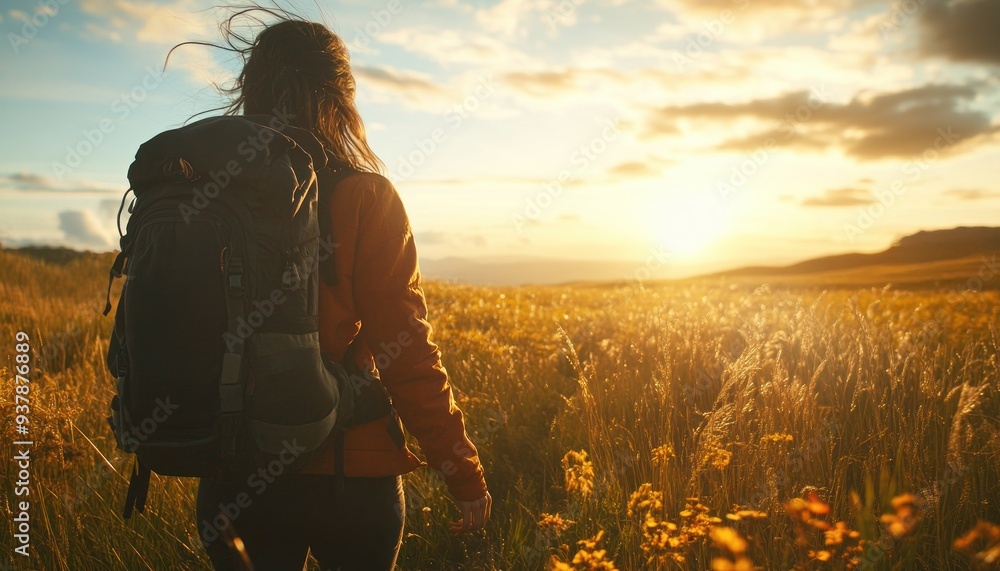 Fototapeta premium Embrace the Outdoors with a Trendy Vibe Energetic People Exploring Nature's Beauty Discover the Thrill of Adventure, Find Your Inner Explorer, and Capture Unforgettable Moments Let the Wind Carry