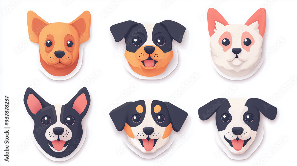 group of dogs, collection of dogs, stickers for a cute dog face, various dogs group of dogs, collection of dogs, stickers for a cute dog face, various dogs