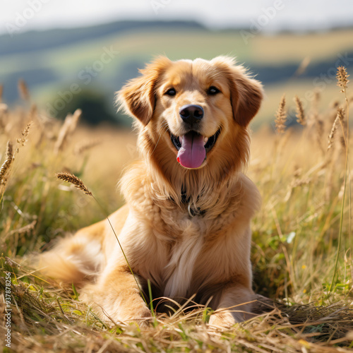 Joyful HD Photos of a Happy Golden Retriever in Full Bloom