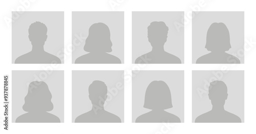 Default avatar profile icon. Gray placeholder. Man and woman