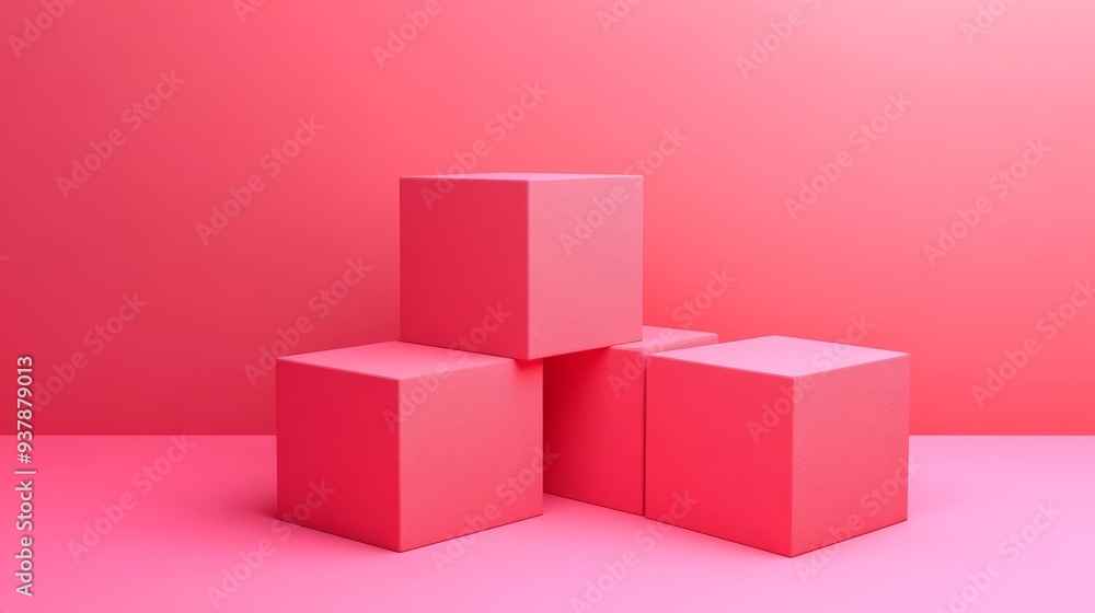 Pink cubes stacked on top of each other Pink cubes stacked on top of each other