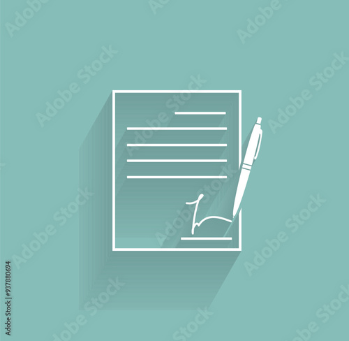 Vector icon of white color with shadow on gray-green background