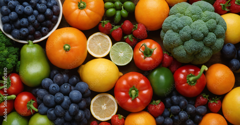 Vegetables and fruits background, Group of different fruit and vegetables Vegetables and fruits background, Group of different fruit and vegetables