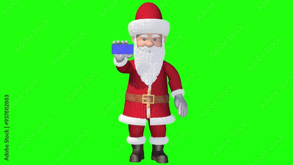 Santa Claus stands in a Green screen and shows a smartphone with a blue screen. Merry Christmas and Happy New Year animation. Santa Claus stands in a Green screen and shows a smartphone with a blue screen. Merry Christmas and Happy New Year animation.
